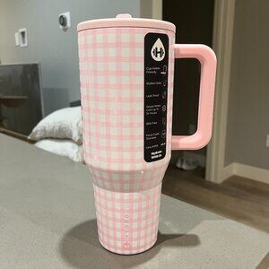 BNWT HydroJug 40 oz Pink Gingham Tumbler HTF Sold Out & Retired Online!